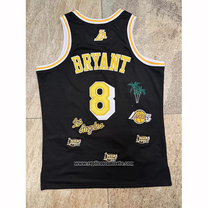 Camiseta Los Angeles Lakers Kobe Bryant NO 8 Hardwood Classics Mitchell & Ness 1996-97 Negro